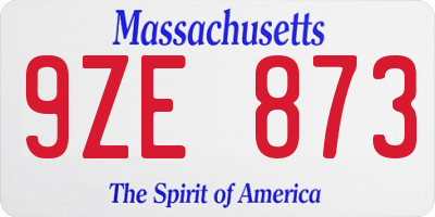 MA license plate 9ZE873