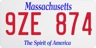 MA license plate 9ZE874