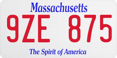 MA license plate 9ZE875
