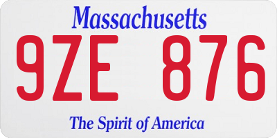 MA license plate 9ZE876