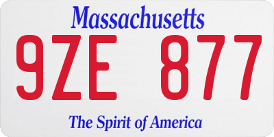 MA license plate 9ZE877