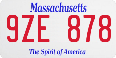 MA license plate 9ZE878