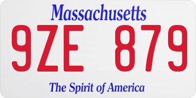 MA license plate 9ZE879