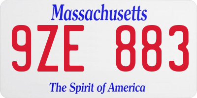 MA license plate 9ZE883