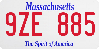 MA license plate 9ZE885