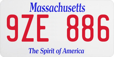 MA license plate 9ZE886