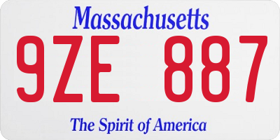 MA license plate 9ZE887