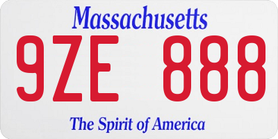 MA license plate 9ZE888