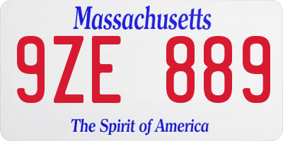 MA license plate 9ZE889