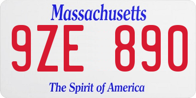 MA license plate 9ZE890