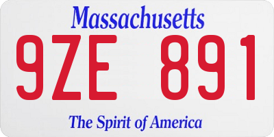 MA license plate 9ZE891