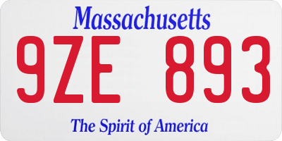MA license plate 9ZE893