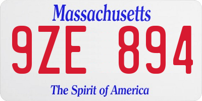 MA license plate 9ZE894