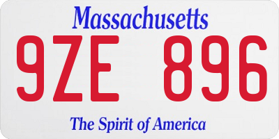 MA license plate 9ZE896