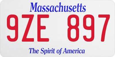 MA license plate 9ZE897