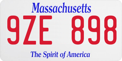 MA license plate 9ZE898