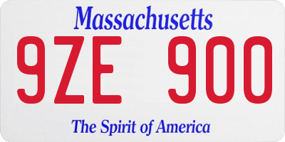 MA license plate 9ZE900