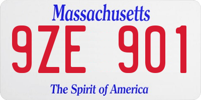 MA license plate 9ZE901