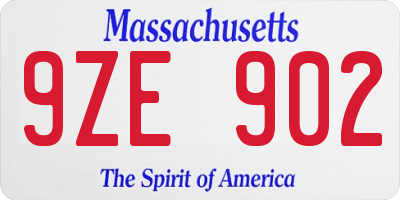 MA license plate 9ZE902