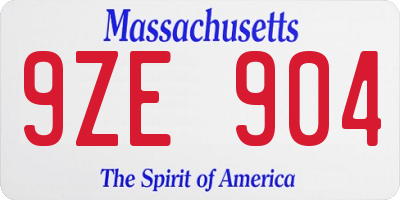 MA license plate 9ZE904