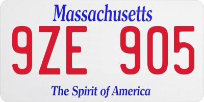 MA license plate 9ZE905