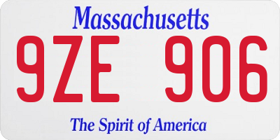 MA license plate 9ZE906