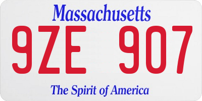MA license plate 9ZE907