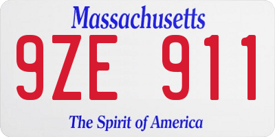 MA license plate 9ZE911