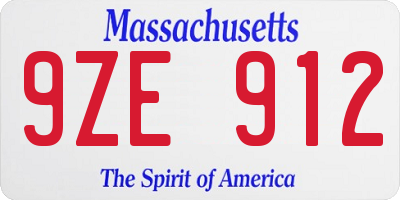 MA license plate 9ZE912