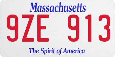 MA license plate 9ZE913