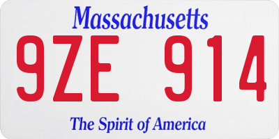 MA license plate 9ZE914