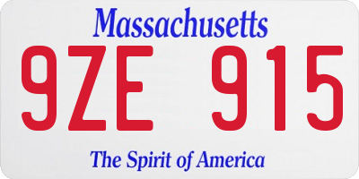 MA license plate 9ZE915