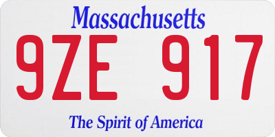 MA license plate 9ZE917