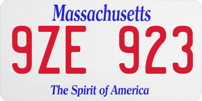 MA license plate 9ZE923