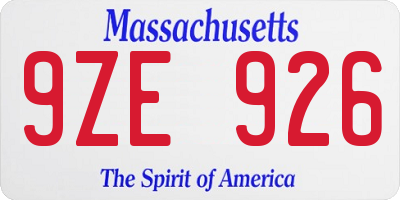 MA license plate 9ZE926