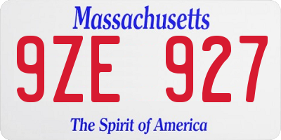 MA license plate 9ZE927