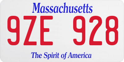 MA license plate 9ZE928