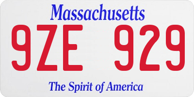 MA license plate 9ZE929