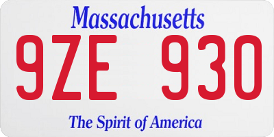 MA license plate 9ZE930