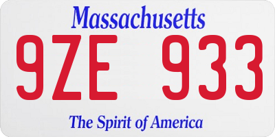 MA license plate 9ZE933