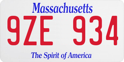 MA license plate 9ZE934