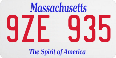 MA license plate 9ZE935