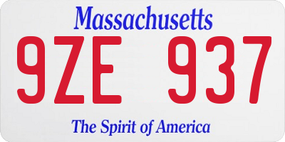 MA license plate 9ZE937