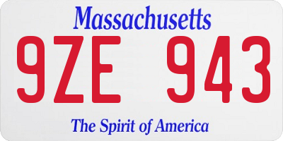 MA license plate 9ZE943