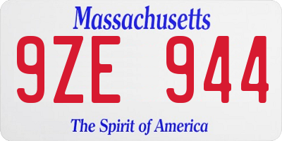 MA license plate 9ZE944