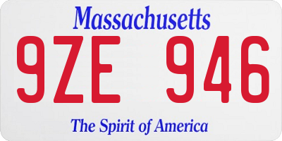 MA license plate 9ZE946