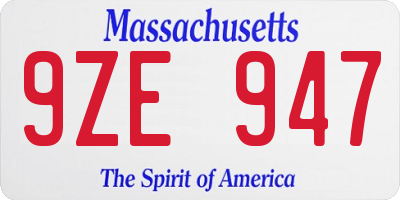 MA license plate 9ZE947