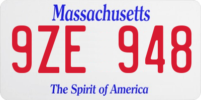 MA license plate 9ZE948