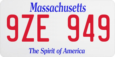 MA license plate 9ZE949