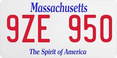 MA license plate 9ZE950